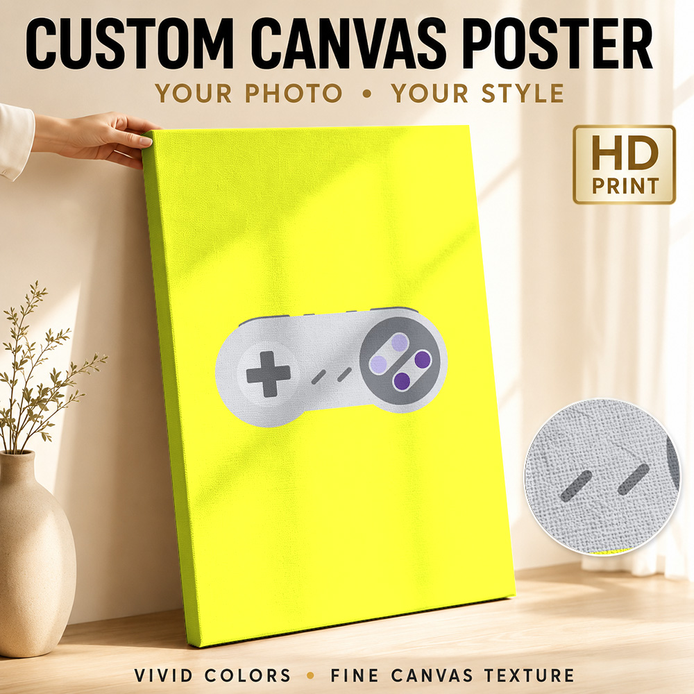 Background Retro Gaming - Retro Game Controller on Yellow Background