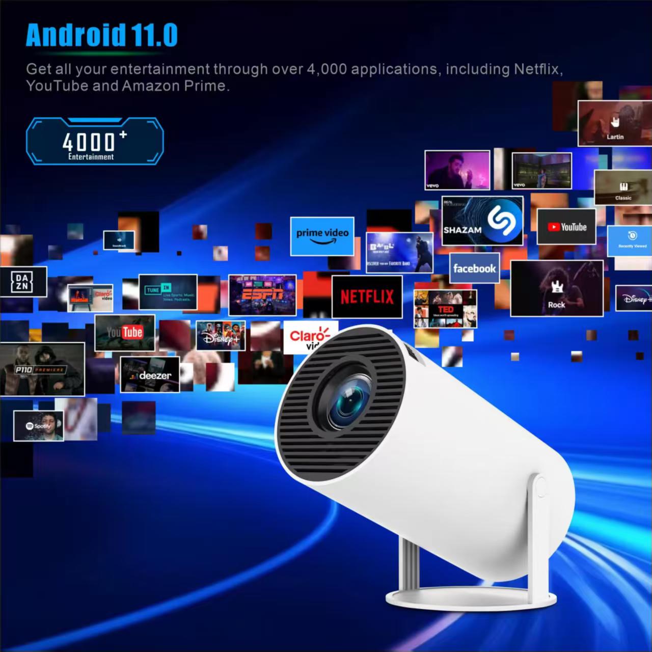 Retro Gaming And Projector - Mini HY300 Portable Projector Android 11