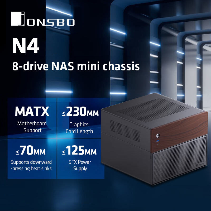 Retro Gaming Pc Case - JONSBO N4 Black NAS Chassis M-ATX