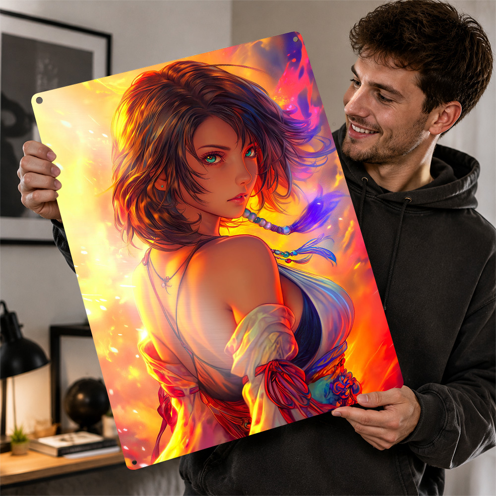 Anime Girl With Fiery Backgrou - Background Retro Gaming recension och pris