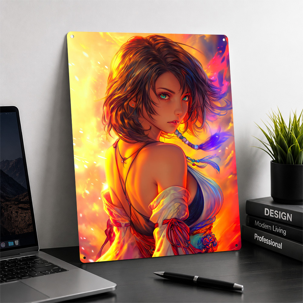 Anime Girl With Fiery Backgrou - Background Retro Gaming recension och pris