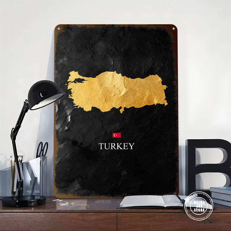 Golden Turkey Map on Black Bac - Background Retro Gaming recension och pris