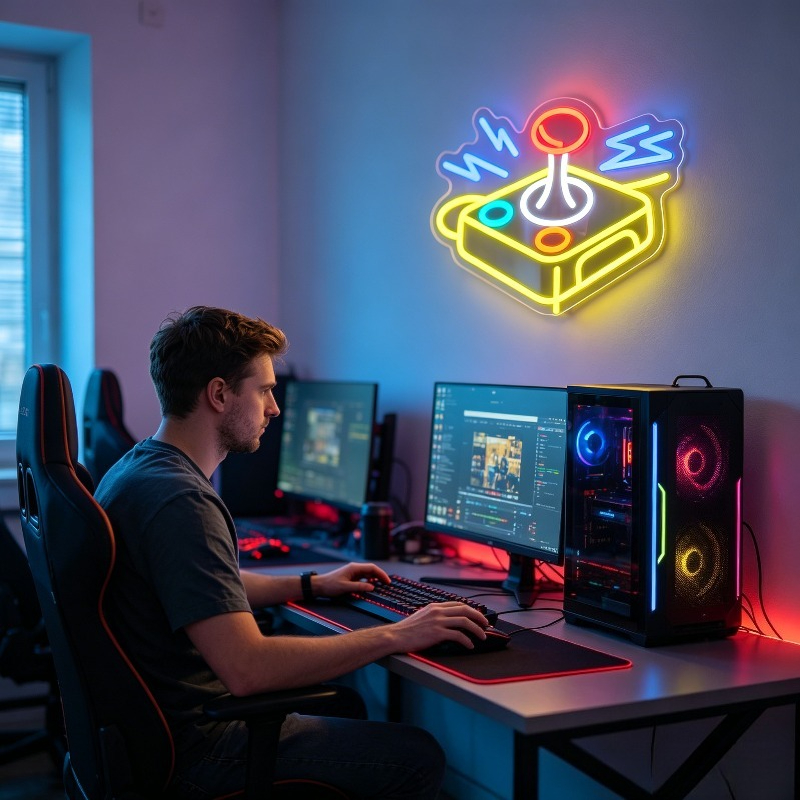 Arcade Joystick Neon Sign LED  - Gaming Retro Arcade recension och pris