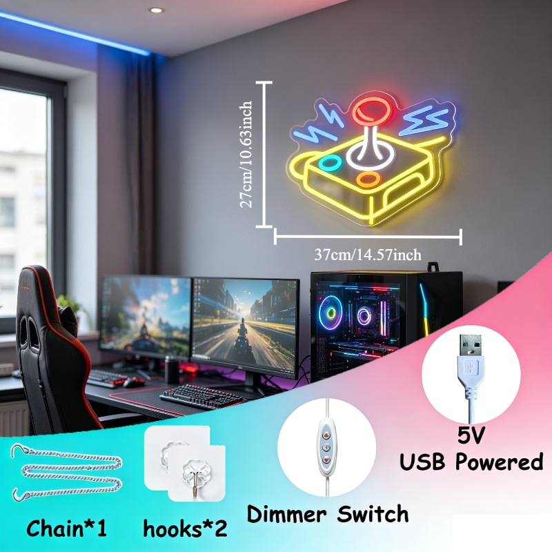 Arcade Joystick Neon Sign LED  - Gaming Retro Arcade recension och pris