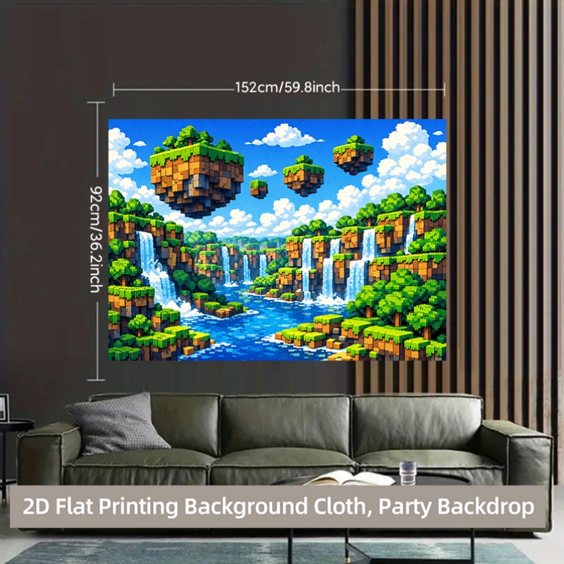 2D Flat, 1pc Pixel Waterfall & - Retro Gaming Banner recension och pris