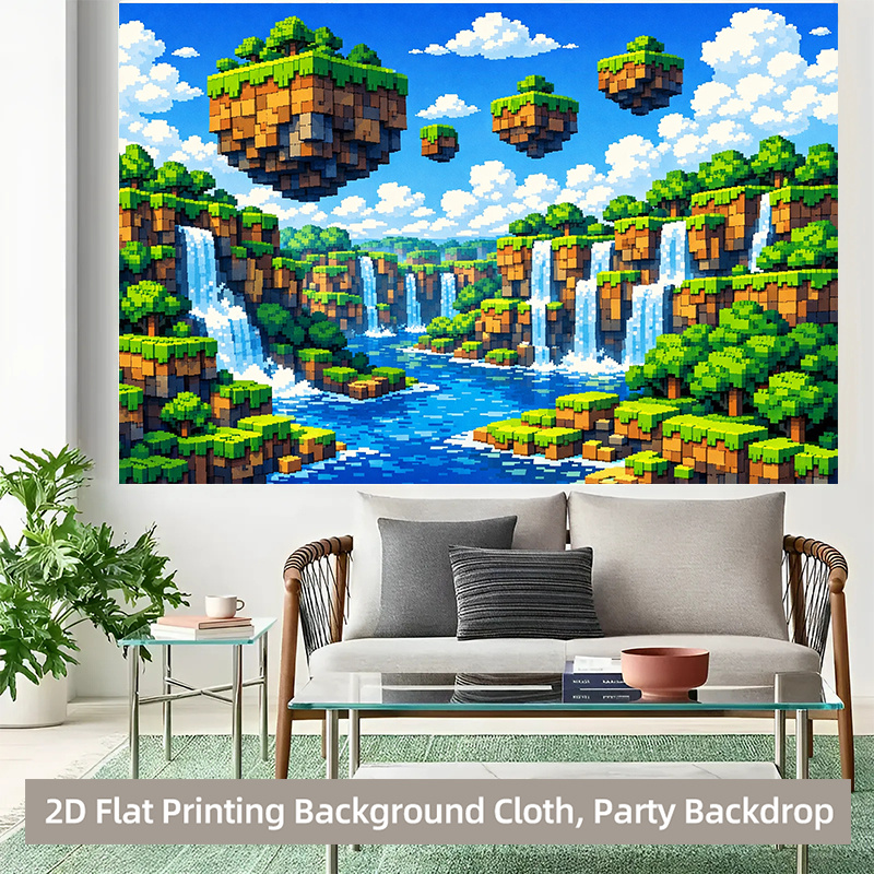 2D Flat, 1pc Pixel Waterfall & - Retro Gaming Banner recension och pris