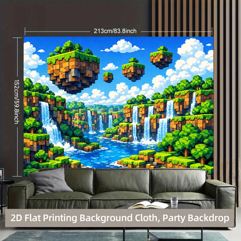 2D Flat, 1pc Pixel Waterfall & - Retro Gaming Banner recension och pris