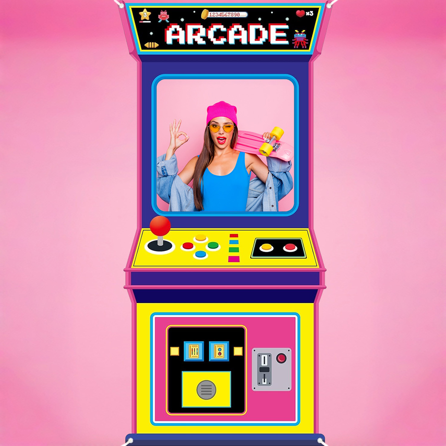 Fabric Arcade Game Photo Backg - Background Retro Gaming recension och pris