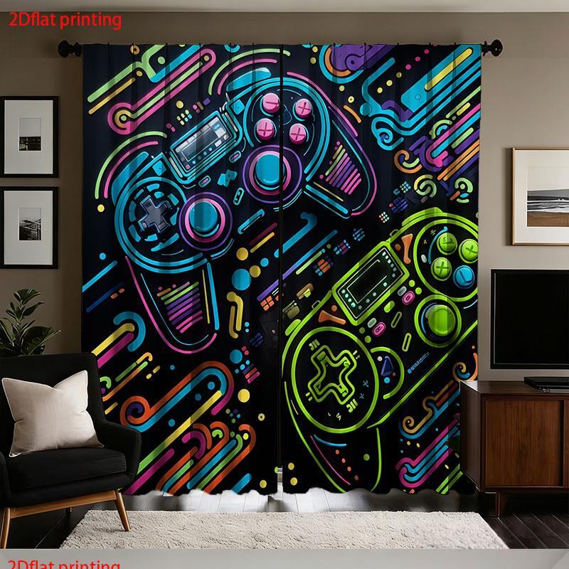 2pcs Gaming Curtains Neon Retr - Background Retro Gaming recension och pris
