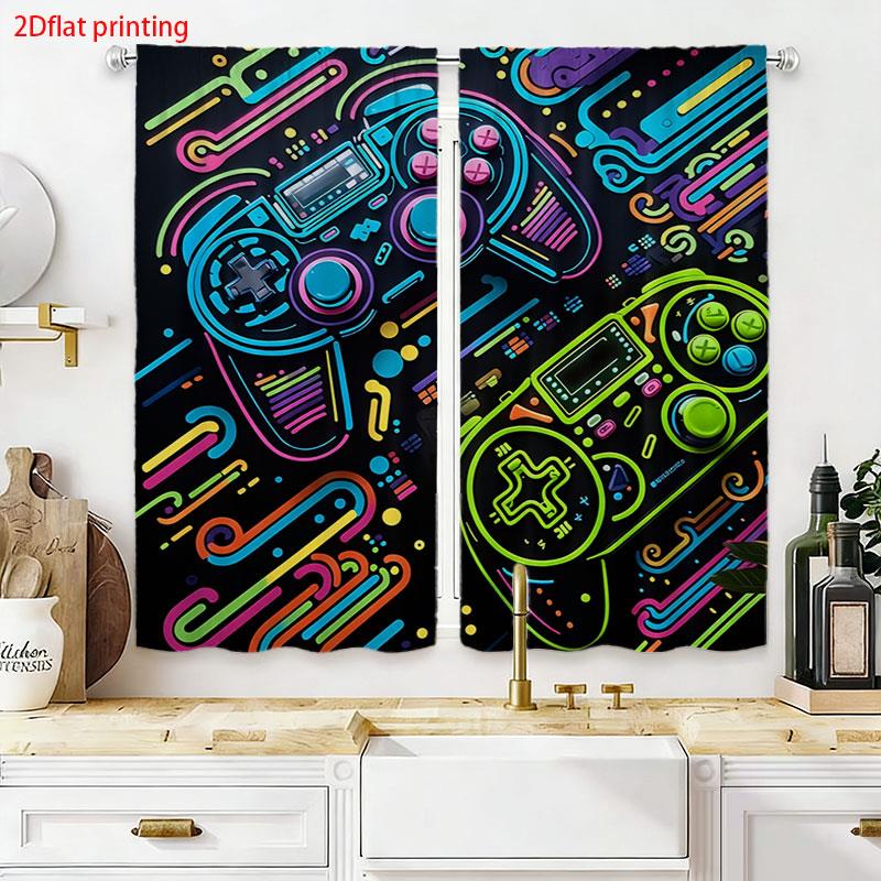 2pcs Gaming Curtains Neon Retr - Background Retro Gaming recension och pris